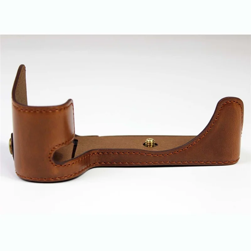 PU Leather Camera Half Case Bottom Cover with Battery Opening for Fujifilm X-S10 - Coffee