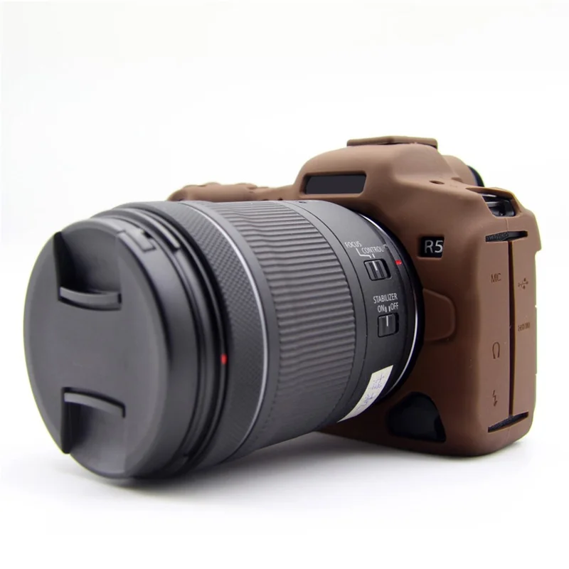 Étui de protection en silicone souple pour Canon EOS R5 - Café