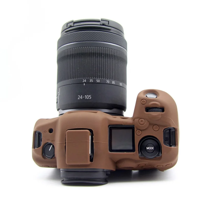 Étui de protection en silicone souple pour Canon EOS R5 - Café