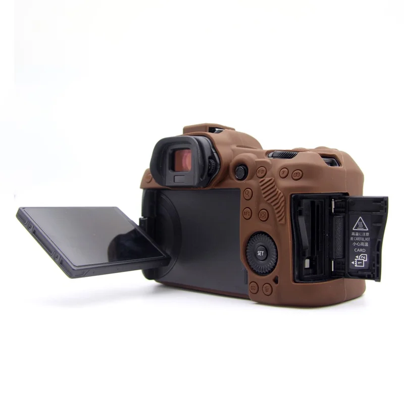 Étui de protection en silicone souple pour Canon EOS R5 - Café