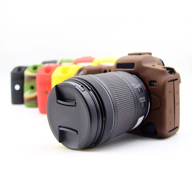 Étui de protection en silicone souple pour Canon EOS R5 - Café