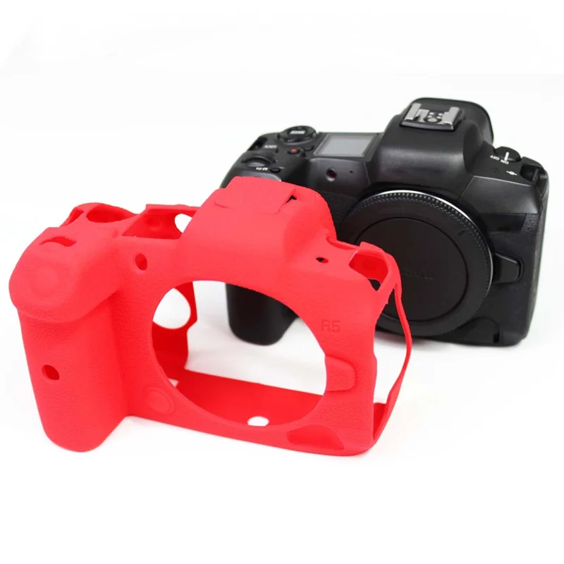 Soft Silicone Case Camera Protector Skin Bag Body Cover for Canon EOS R5 - Red