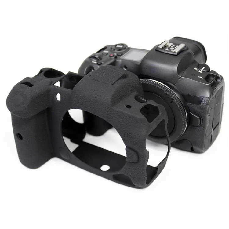 Soft Silicone Case Camera Protector Skin Bag Body Cover for Canon EOS R5 - Preto