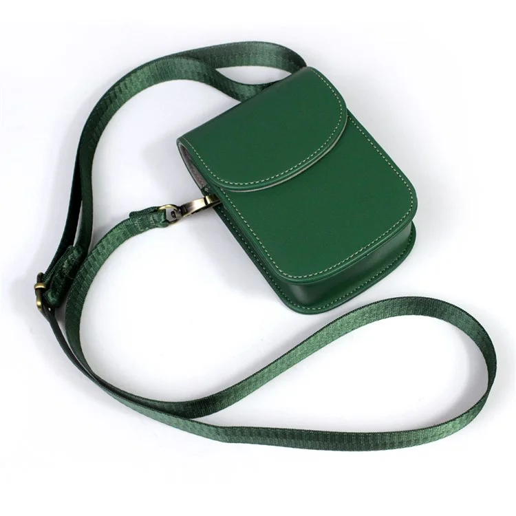 Bolsa de Cámara PU Case de Cuero Con Correa Para el Hombro Para Canon Ricoh Sony Olympus - Verde