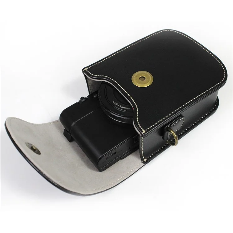Camera Bag PU Leather Protective Case with Shoulder Strap for Canon Ricoh Sony Olympus - Green