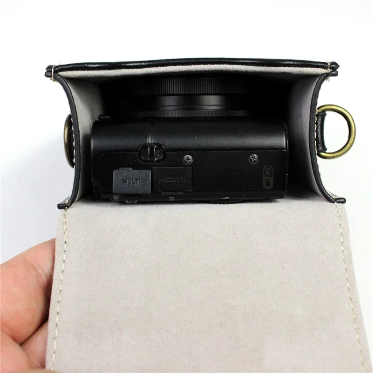 Camera Bag PU Leather Protective Case with Shoulder Strap for Canon Ricoh Sony Olympus - Green