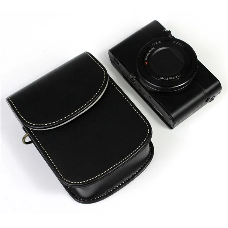 Camera Bag PU Leather Protective Case with Shoulder Strap for Canon Ricoh Sony Olympus - Green
