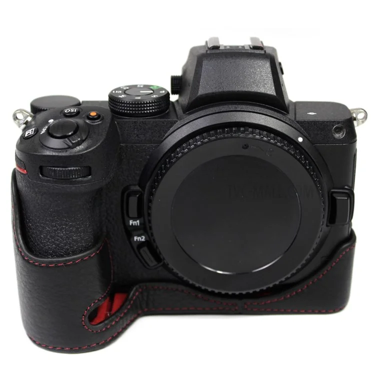 Véritable étui de protection en cuir pour le bas de l'appareil photo avec ouverture pour la batterie et demi-corps pour Nikon Z5/Z6/Z7/Z6II/Z62/Z7II/Z72 - Noir