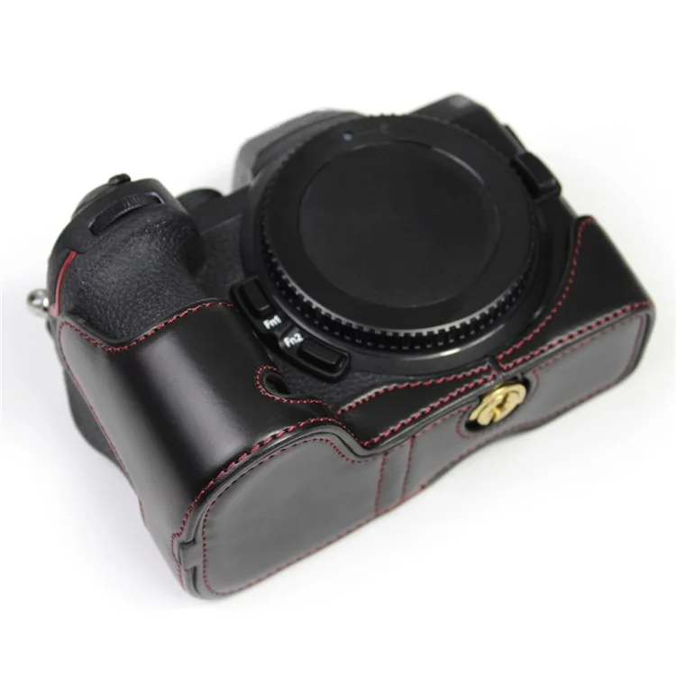 Чехол с защитой от камеры PU Leather Half Body с отверстием для батареи для Nikon Z5/Z6/Z7/Z6II/Z62/Z7II/Z72 - Черный 