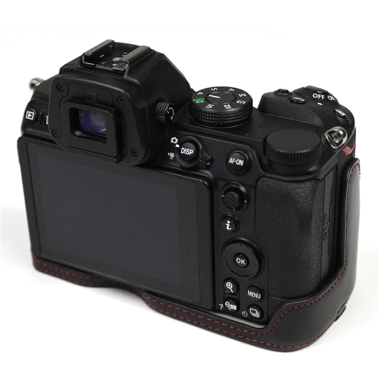 Чехол с защитой от камеры PU Leather Half Body с отверстием для батареи для Nikon Z5/Z6/Z7/Z6II/Z62/Z7II/Z72 - Черный 