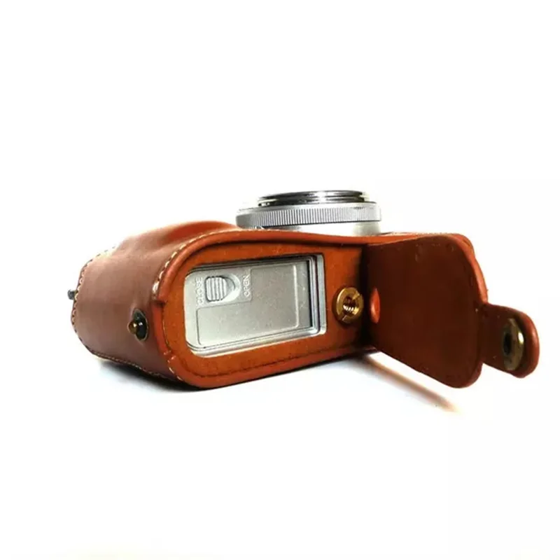 Camera Protection Bottom Case PU Leather Cover Bag with Battery Opening for Fuji X100/X100S/X100T - Coffee