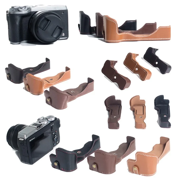 PU Leather Camera Protection Bottom Case Cover with Battery Opening for Canon EOS M6 Mark II - Brown