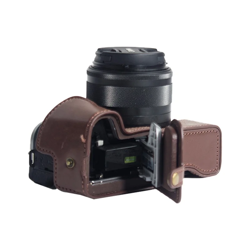 PU-læder kamera beskyttelsesdæksel med batteriåbning til Canon EOS M6 Mark II - Kaffe