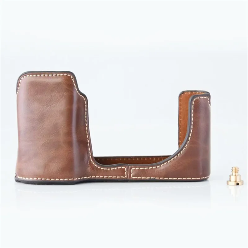 Custodia in pelle PU con apertura per la batteria per Leica T/TYP701 - Caffè