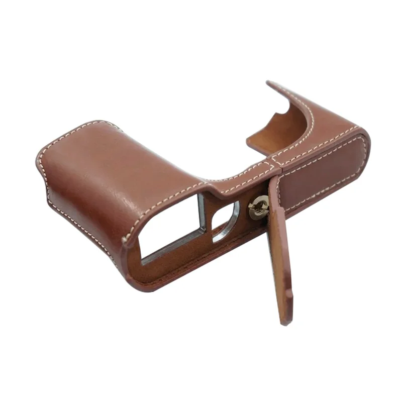 Custodia in pelle PU con apertura per la batteria per Leica T/TYP701 - Caffè