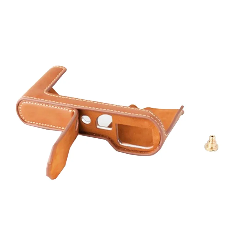 Étui de protection en cuir PU pour le bas de l'appareil photo avec ouverture pour la batterie pour Leica T/TYP701 - Marron