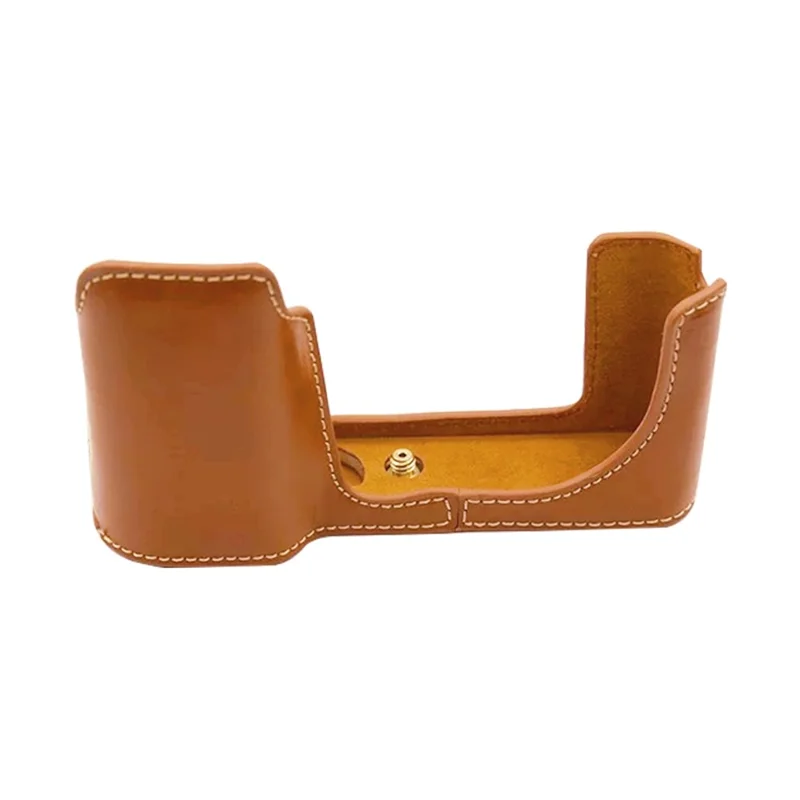 Étui de protection en cuir PU pour le bas de l'appareil photo avec ouverture pour la batterie pour Leica T/TYP701 - Marron