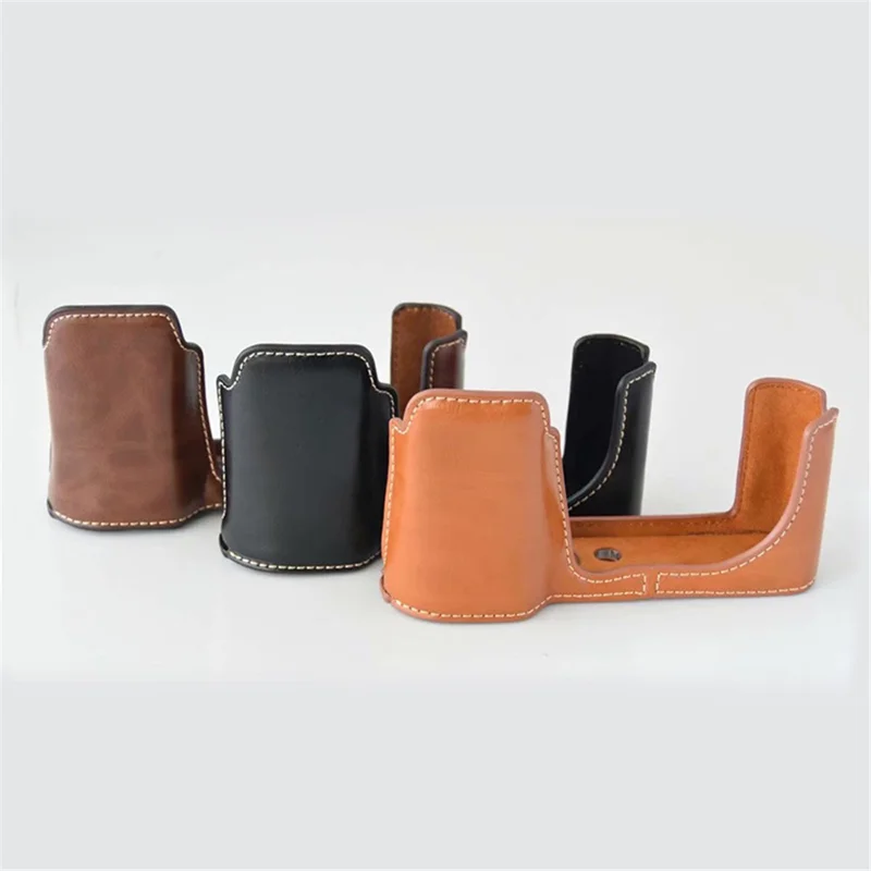 Étui de protection en cuir PU pour le bas de l'appareil photo avec ouverture pour la batterie pour Leica T/TYP701 - Marron