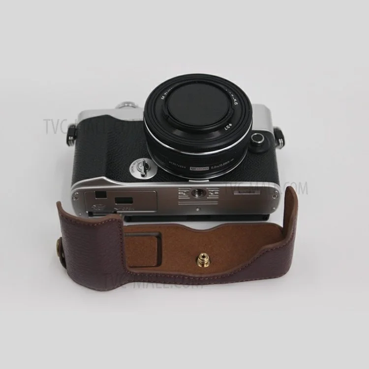 Camera Bottom Case Genuine Leather Protective Half Cover with Battery Opening for Olympus PEN E-P7/EP7 - Coffee