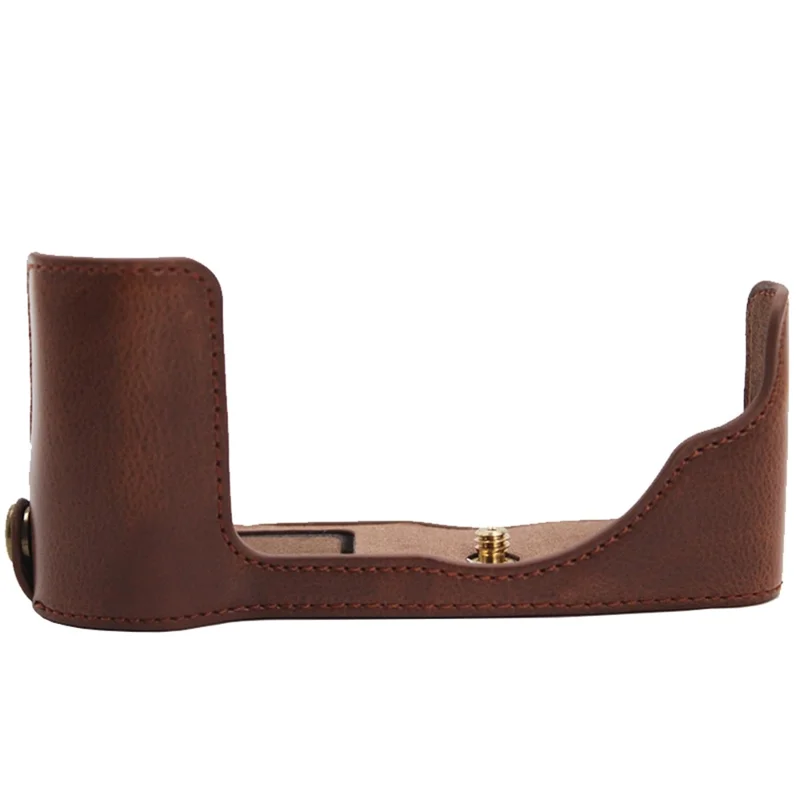 PU Leather Camera Bottom Case Protection Half Cover with Battery Opening for Olympus PEN E-P7/EP7 - Coffee