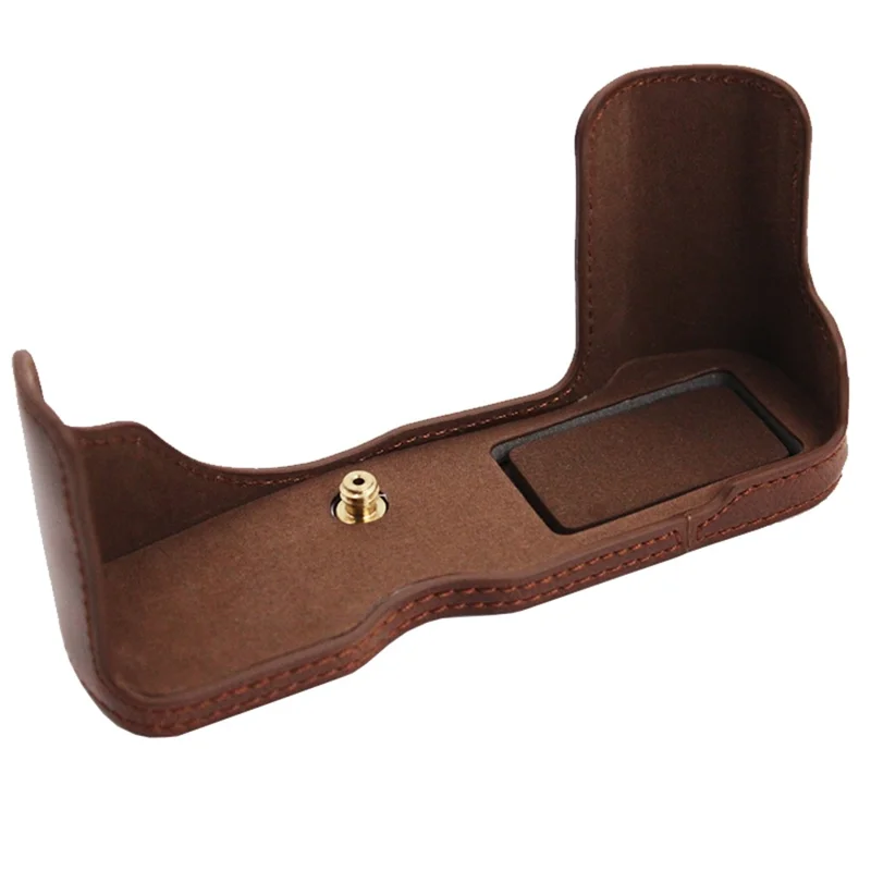PU Leather Camera Bottom Case Protection Half Cover with Battery Opening for Olympus PEN E-P7/EP7 - Coffee