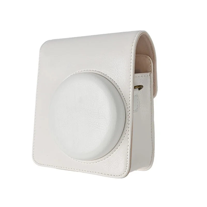 For Fujifilm Instax Mini 40 Case PU Leather Camera Bag Cover with Shoulder Strap - White