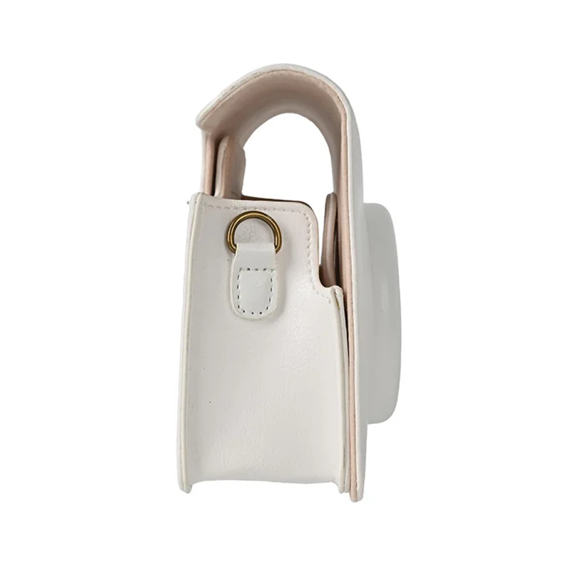 For Fujifilm Instax Mini 40 Case PU Leather Camera Bag Cover with Shoulder Strap - White