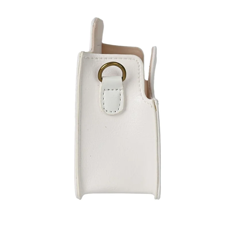 For Fujifilm Instax Mini 40 Case PU Leather Camera Bag Cover with Shoulder Strap - White