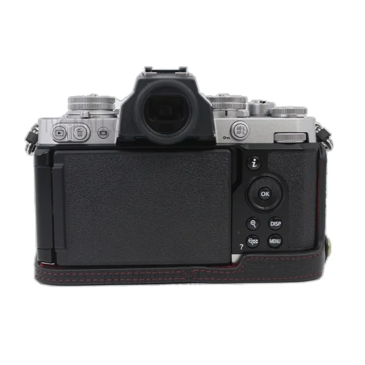 Genuine Leather Camera Bottom Case Protective Half Body Cover with Battery Opening for Nikon Z fc - Black