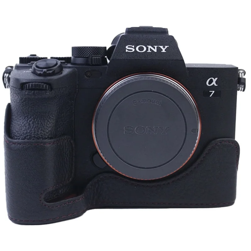 Custodia impermeabile per Sony A7M4 / A1 / A7S III / A7S3 / A7R5, custodia inferiore in vera pelle, protezione resistente agli urti - Nero