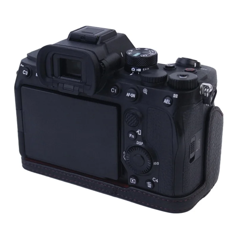 Custodia impermeabile per Sony A7M4 / A1 / A7S III / A7S3 / A7R5, custodia inferiore in vera pelle, protezione resistente agli urti - Nero