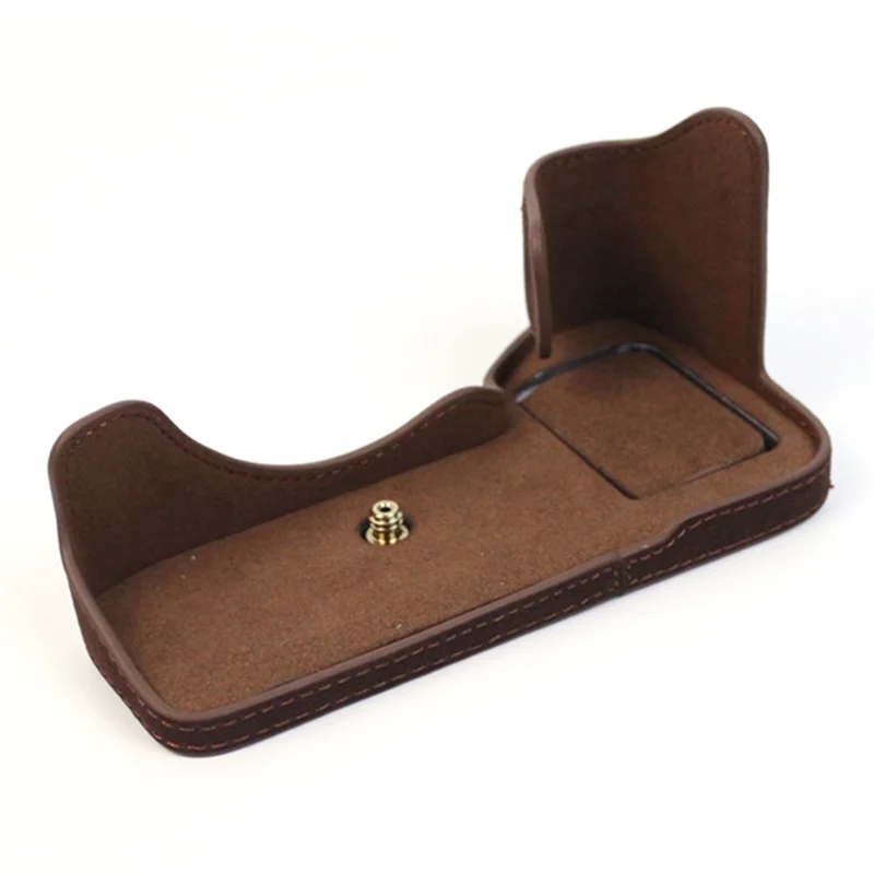 For Sony A7M5 / A7M4 / A1 / A7S III / A7S3 / A7R5 Shockproof Camera Cover Genuine Leather Camera Bottom Case Protective Sleeve - Coffee