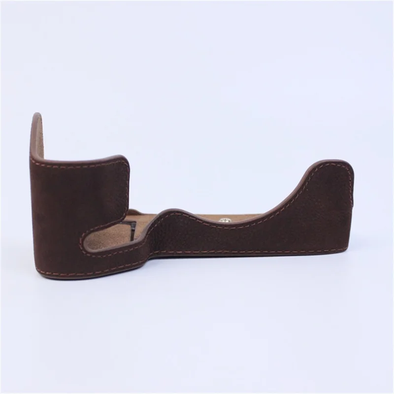 For Sony A7M5 / A7M4 / A1 / A7S III / A7S3 / A7R5 Shockproof Camera Cover Genuine Leather Camera Bottom Case Protective Sleeve - Coffee