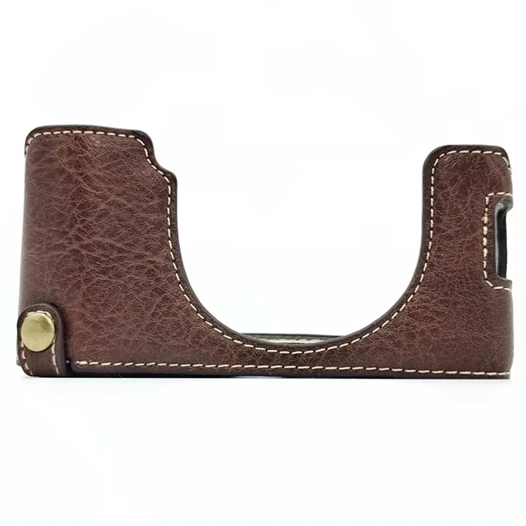 For Fujifilm X100V / X100F PU Leather Camera Bottom Case Protective Half Body Cover with Battery Opening - Coffee