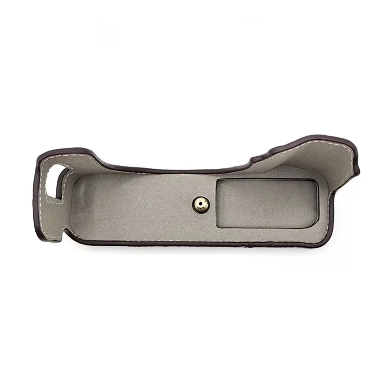 For Fujifilm X100V / X100F PU Leather Camera Bottom Case Protective Half Body Cover with Battery Opening - Coffee