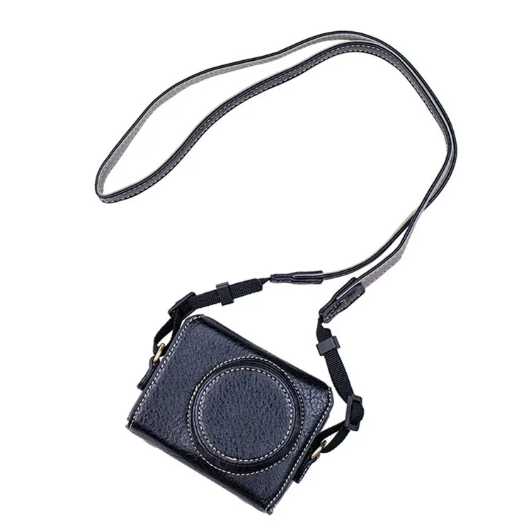 Portable PU Leather Camera Case for Sony ZV1 Detachable Camera Protective Case with Strap Magnetic Storage Bag - Black
