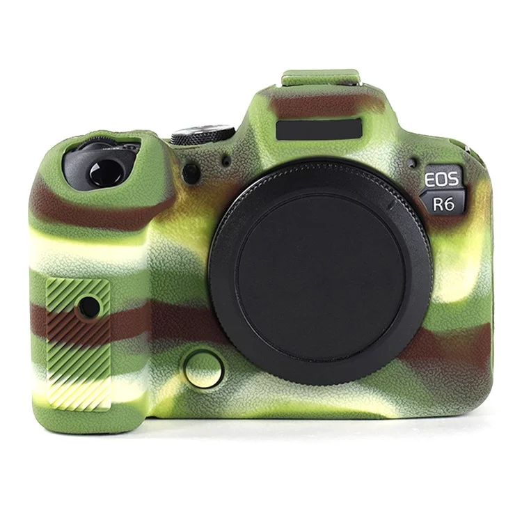 For Canon EOS R6 Litchi Texture Silicone DSLR Camera Protective Cover Case - Camouflage