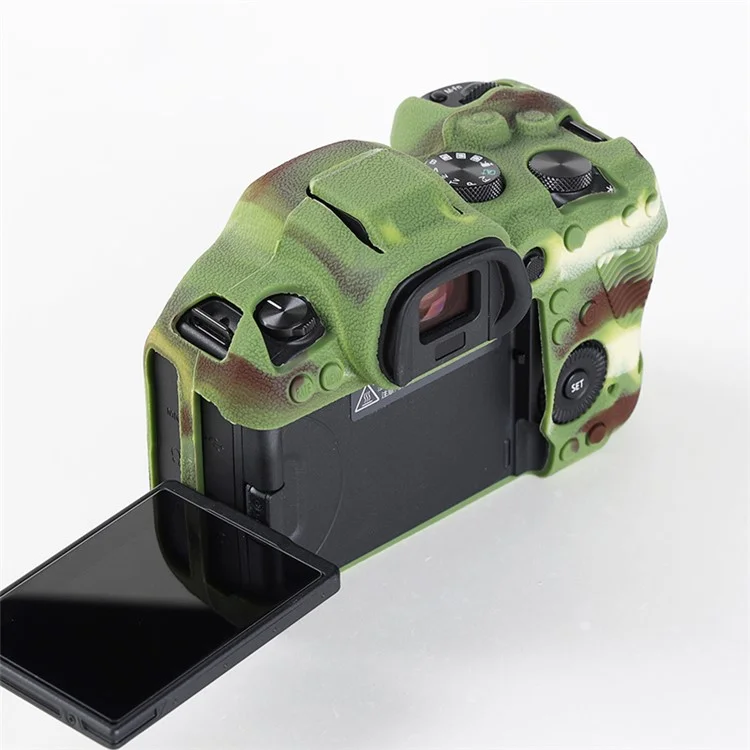 For Canon EOS R6 Litchi Texture Silicone DSLR Camera Protective Cover Case - Camouflage