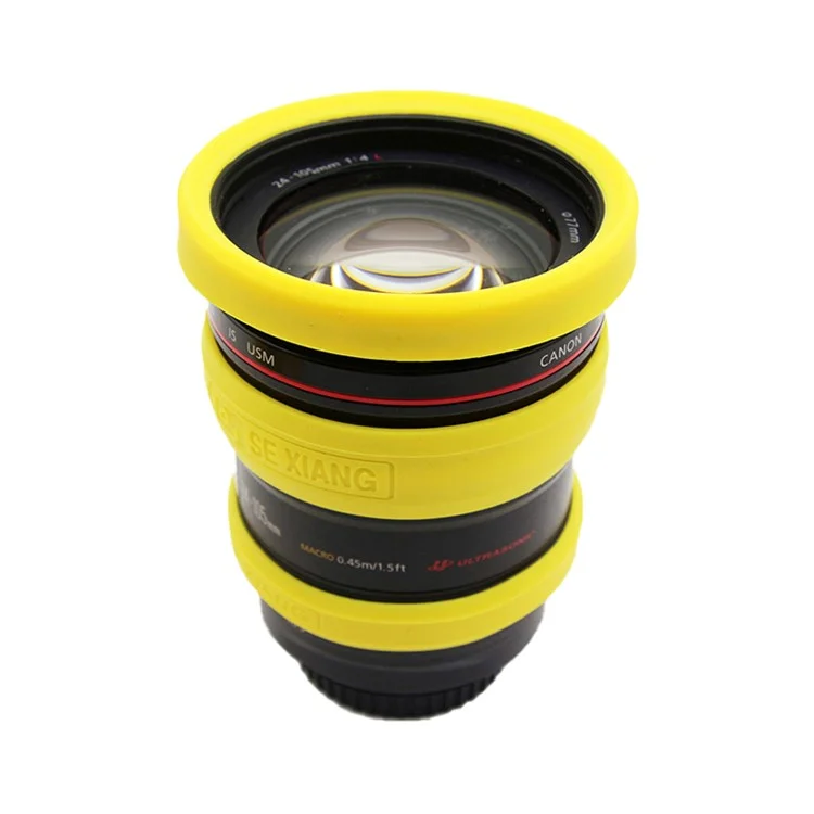 Para Nikon/Sony/Fuji/Panasonic SLR Cámara de Protección de Metal Anillo de Metal 52 mm 55 mm 58 mm 62 mm 67 mm 72 mm 77 mm Tubo de Lente Kit de Protección de Silicona - Amarillo // Para Lente de 58 mm