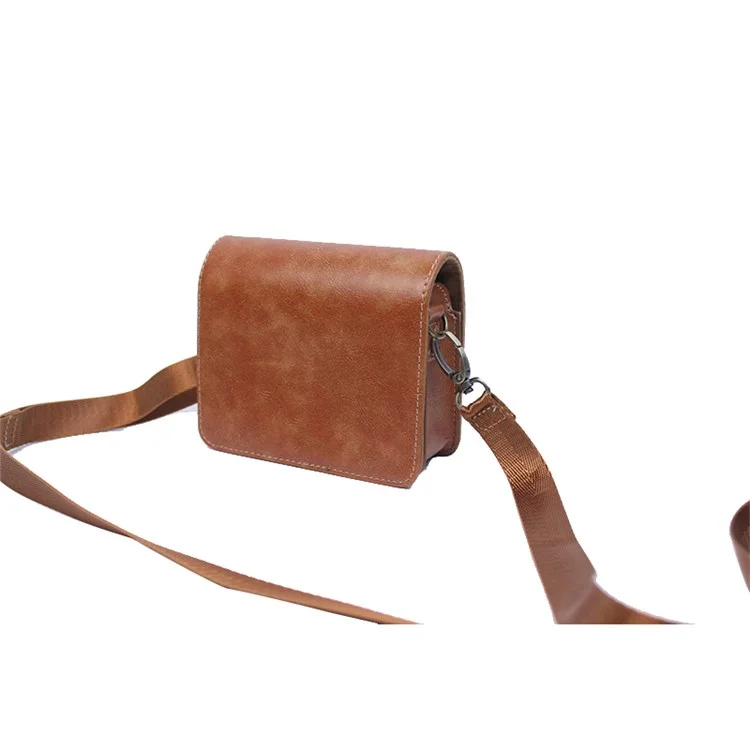 Para Fujifilm Instax Mini Evo Horizontal Vintage PU Leather Camera Case Camera Bag with Shoulder Strap - Brown