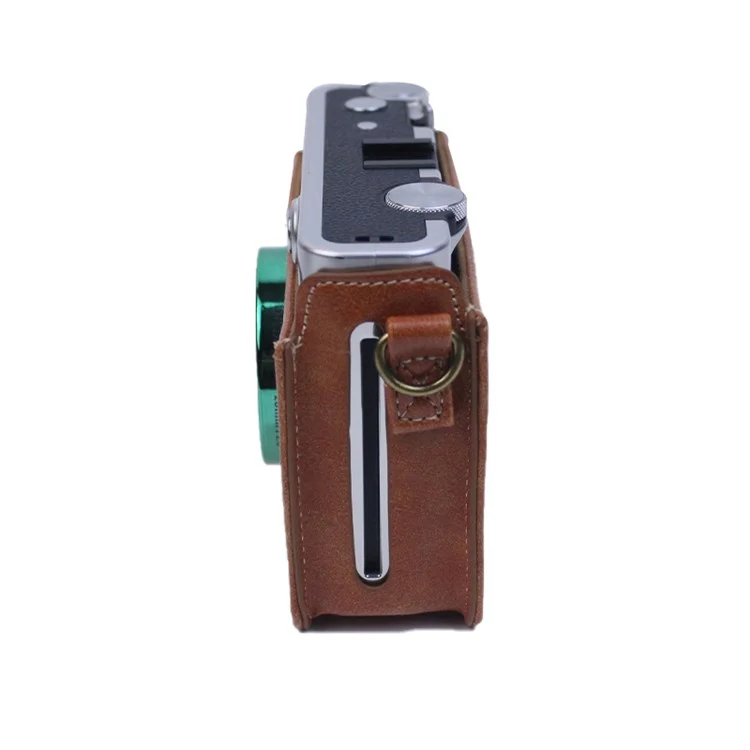 Para Fujifilm Instax Mini Evo Horizontal Vintage PU Leather Camera Case Camera Bag with Shoulder Strap - Brown