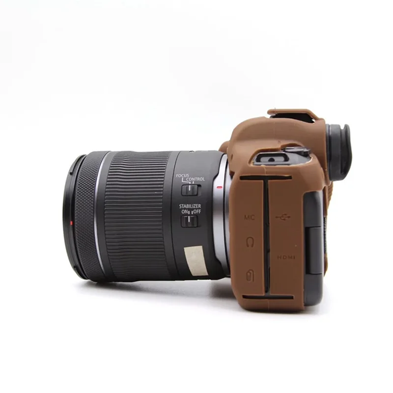 Futerał z miękkiego silikonu z fakturą powierzchni, antyrysik, przenośna osłona na aparat cyfrowy Canon EOS R6 - Kolor kawy