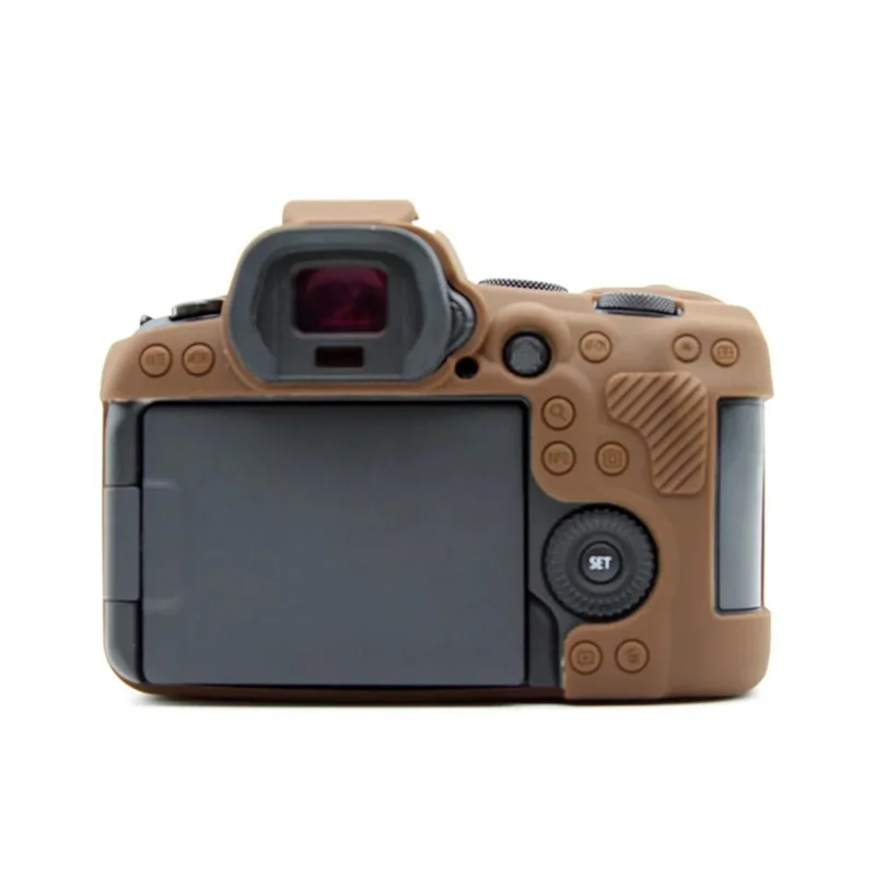 Futerał z miękkiego silikonu z fakturą powierzchni, antyrysik, przenośna osłona na aparat cyfrowy Canon EOS R6 - Kolor kawy