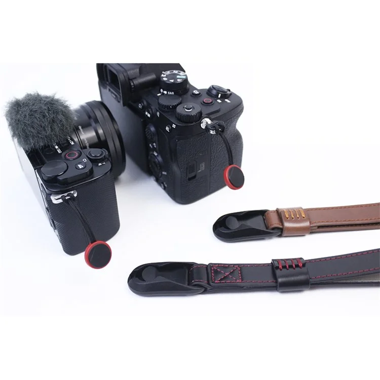Pour Fujifilm XT4 XS10 Sony A7M4 A7r3 Quick Release Carrying Rope PU Leather Camera Hanging Strap - Coffee