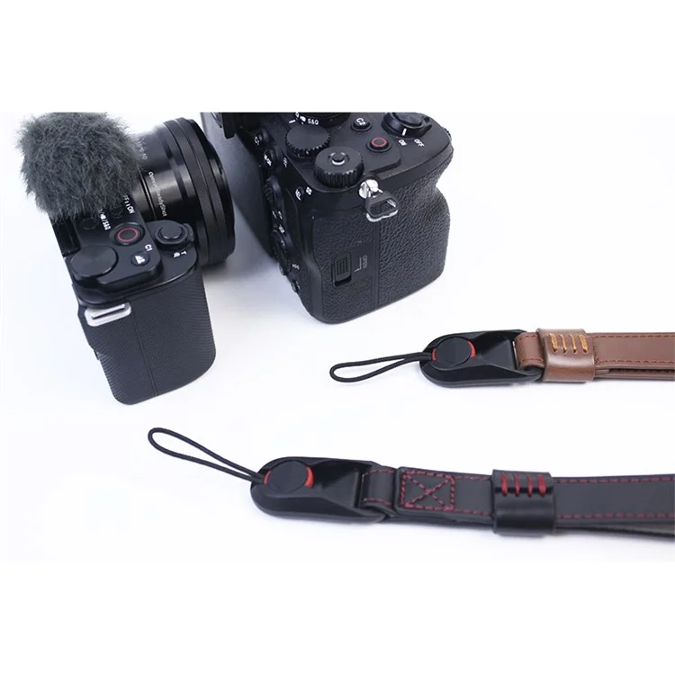 Pour Fujifilm XT4 XS10 Sony A7M4 A7r3 Quick Release Carrying Rope PU Leather Camera Hanging Strap - Coffee