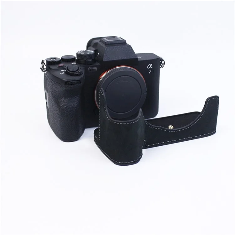For Sony A7M4/A7S3/A1 Convenient Detachable Camera Bottom Case Protective Half Body Cover Holder - Black