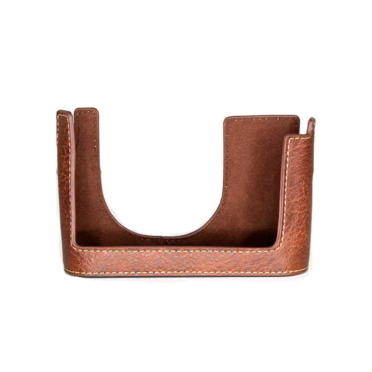Per Leica Q Detachable Textures Custodia in pelle per fotocamera Protective Half Body Cover Holder - Marrone