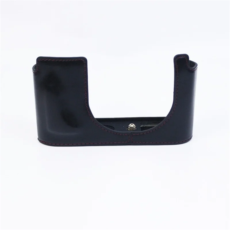 For Leica Q2 Fashionable Leather Detachable Camera Bottom Case Protective Half Body Cover Holder - Black
