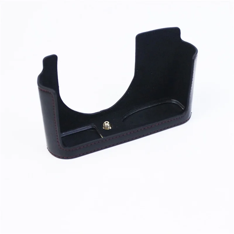 For Leica Q2 Fashionable Leather Detachable Camera Bottom Case Protective Half Body Cover Holder - Black