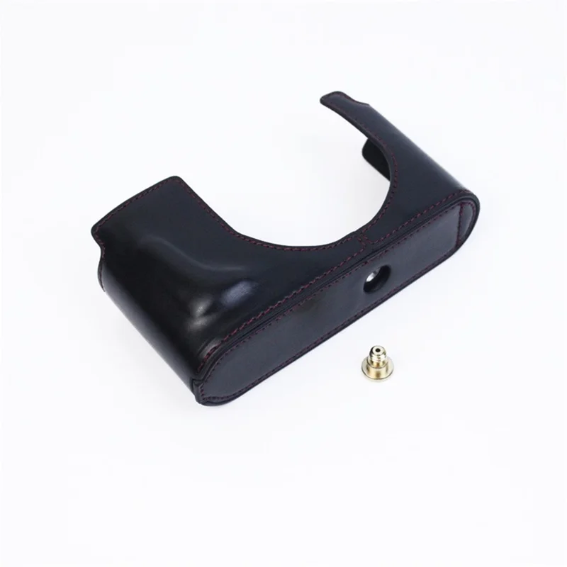 For Leica Q2 Fashionable Leather Detachable Camera Bottom Case Protective Half Body Cover Holder - Black